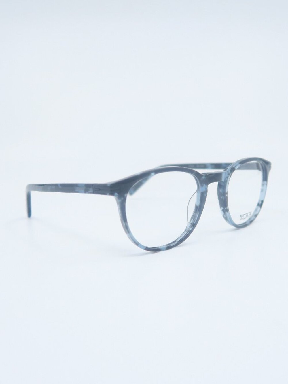 Tumi VTU522 06LB 50mm Black & Blue Marble, Round, New, Unisex Eyeglasses Frames.
